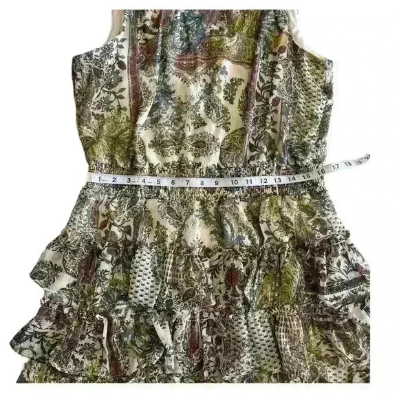 MSK Womens Printed Smocked Waist Tired Dress Multicolor Size XL Ruffle Chiffon - Picture 14 of 14